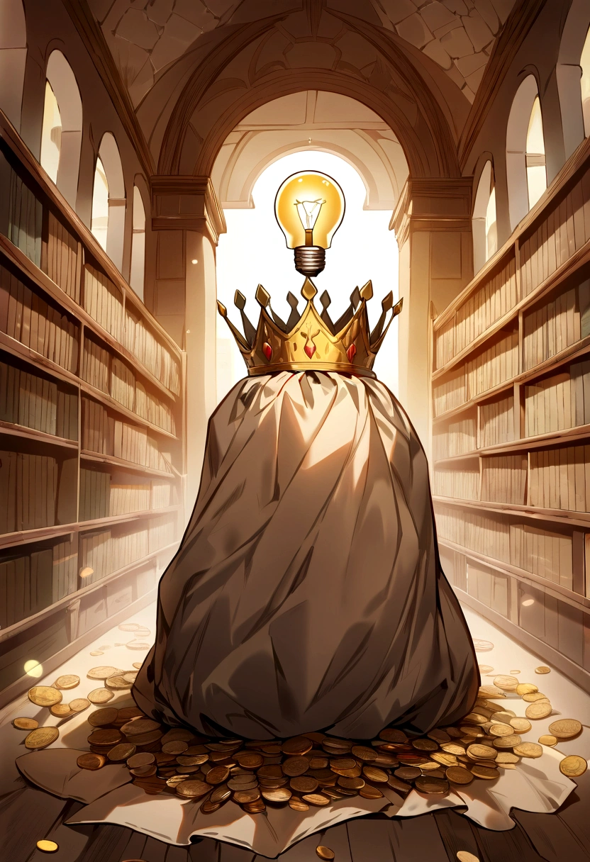 (Best Quality,4k,8k,high resolution,Masterpiece:1.2),ultra detailed,An open ancient parchment in the center of the image.
In the background, an illustration of a classic library with shelves full of old books.
In the center of the parchment, the title in gold and stylized letters: "The Millionaire Mentality".
At the edges of the parchment, small golden icons representing ideas, money and success (For example, a light bulb, a bag of coins and a crown).
on the bottom, smaller text: "Discover the power of your mind to achieve wealth."