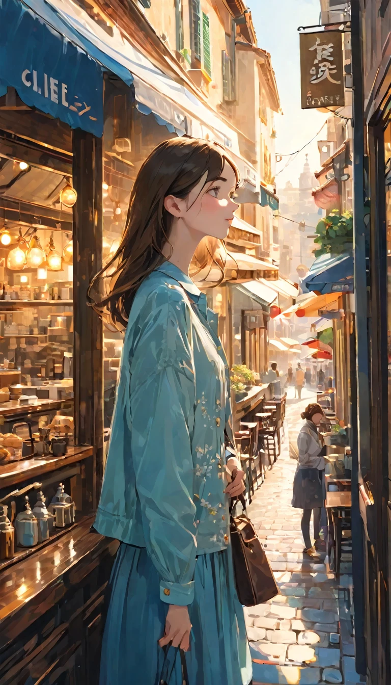 finely detailed illustration, best quality, masterpiece, vibrant color,High resolution、８ｋ、Beautiful girl、One Girl, Highest quality, masterpiece, so beautiful, Perfect composition, Intricate details, Cafe photo, sunny, architecture, Busy Street, super high quality, Very detailed、Very detailedな