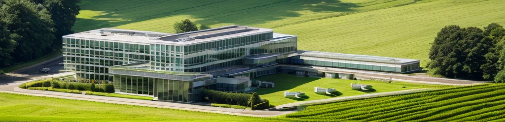aerial view, master view, grass, day, line, curve, highquality, realistic photo, canon eos 5D mark, [[[architech1904]]], natural light, (realistic: 1.2), sharpen edge, green architecture, green building, morden building.