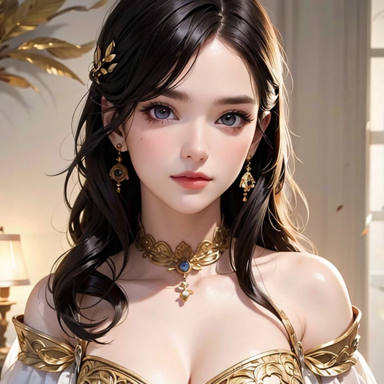 (work of art:1.3), (8K, photorrealistic, CRU photo, best qualityer: 1.4), People of Japan, (1 girl),25 years old, beautiful  face, (lifelike face), (Bblack hair, shorth hair:1.3), beautiful hairstyle, realisticeyes, gorgeous eyes, gorgeous eyes, (realisic skin), beautiful fur, appealing, Ultra High definition, High definition, close up, portraite, golden ratio, detail, Look at the observer, ssmile, (Shoulder look), medium chest,