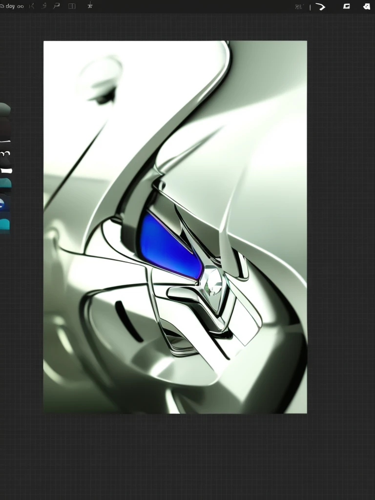 Transform this drawing by applying an extremely realistic chrome effect. Retain all the original shapes and details of the drawing. The chrome should realistically reflect lights and shadows, highlighting the bright and reflective metallic texture. Preserve the sharpness and contour of the drawing while adding the shine and depth of chrome metal.