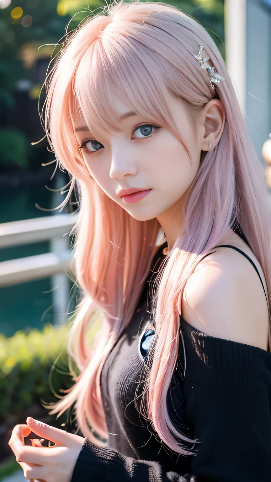 Ai Hoshino, beige pink hair, Blue Hair,Long Hair, favorite , beautiful, Shining Eyes, stars are reflected in my eyes, Idol, ２By people, 2 girls, Long pink hair