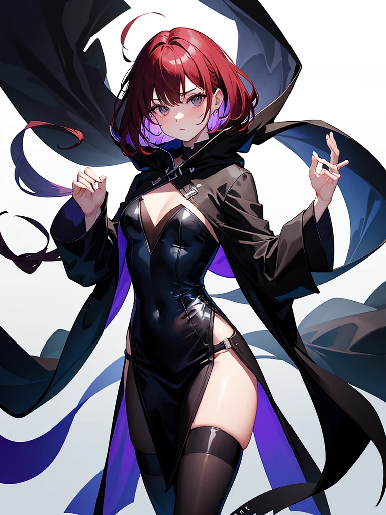 Wearing black tights,Robed, Black clothes, The skin is hidden, I was wearing long pants,cool,黒いRobed, Toned body, Wine red hair, one big woman,Updo, Nervous,Cowboy Shot, sketch (Character design sheet, same characters, whole body, Three-View, front, ~ ~ ~ side, return),(Very bright:1.1), White Background, [1 Girl:7], (Tilt your head:1.2), ([sketch|watercolor \(Moderate\)]:1.15), (Ink blotches:1.1), (pale:1.2), Chaotic Abstract Background, Vector Trace, Gradient Blending, Bright colors, that&#39;wonderful, Very detailed, Complex, (Very low contrast:1.4)