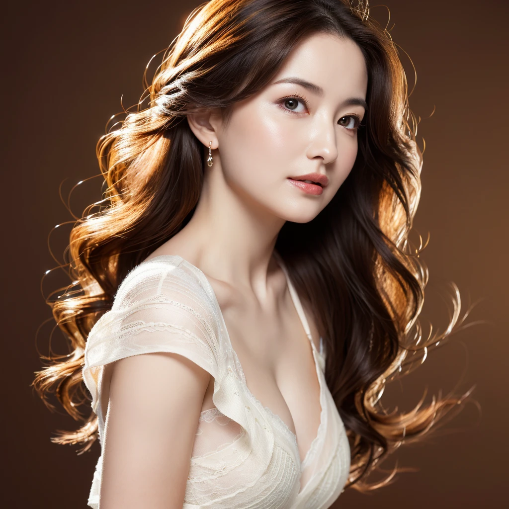 Beautiful mature woman with wavy long hair, she is alluring, Ultra-high resolution,(Realistic:1.4), ((Highest quality)), ((masterpiece)), (be familiar with),