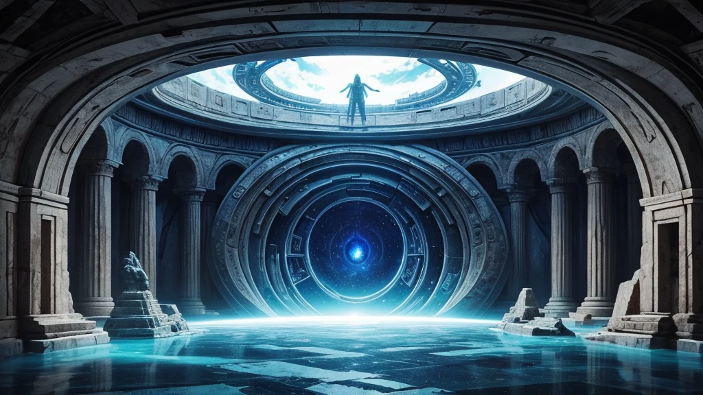 Weird trippy dimension portal to another world with weird colours and aliens, extremely interesting cool and weird, photography style, begin a door leading to a insanely super gigantic extraordinarily gigantic size of another planet kind of Ancient Greek structure with a otherworldly structure from another dimension, with Greco Roman ancient characteristics, super detailed, beautiful, full of rivers and alien life, super realistic, 12k, photo realism, photocinematic, Deep fake