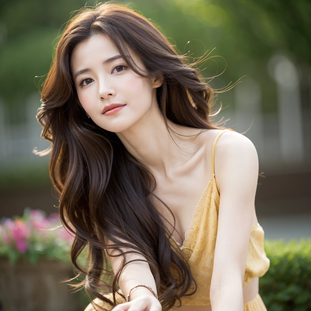 Beautiful mature woman with wavy long hair, she is alluring, Ultra-high resolution,(Realistic:1.4), ((Highest quality)), ((masterpiece)), (be familiar with),
