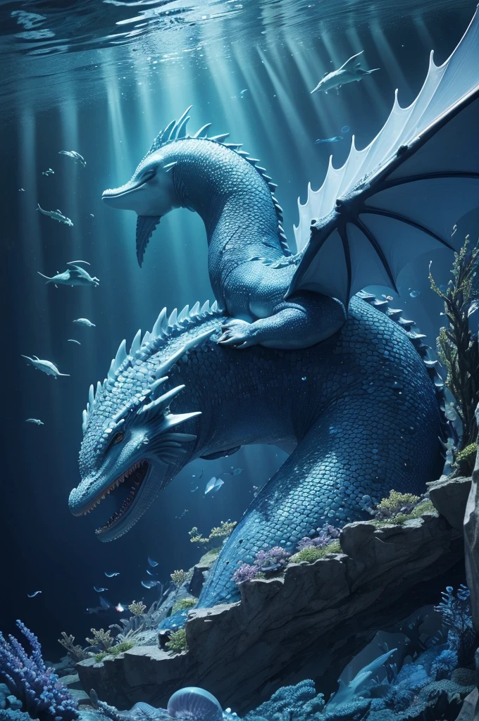 Title: Dragon of the Deep Sea and Primeval WatersAttributes: Acheleon is the god of the oceans and waters. Represents fluidity, adaptability and depth of secrets.Physical appearance: A colossal dragon with navy blue scales and sapphire eyes. Its wings are adorned with algae and corals.Symbols: Life day, the trident, the dolphin.