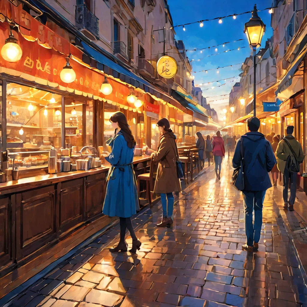 finely detailed illustration, best quality, masterpiece, vibrant color,High resolution、8k、Beautiful girl、One Girl, Highest quality, masterpiece, so beautiful, Perfect composition, Intricate details, Cafe photo, sunny, architecture, Busy Street, super high quality, Very detailed、Very detailedな