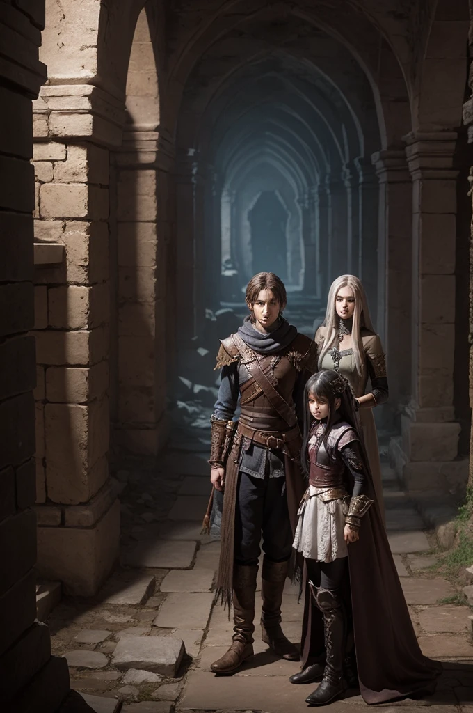 3 fantasy story characters in a dungeon