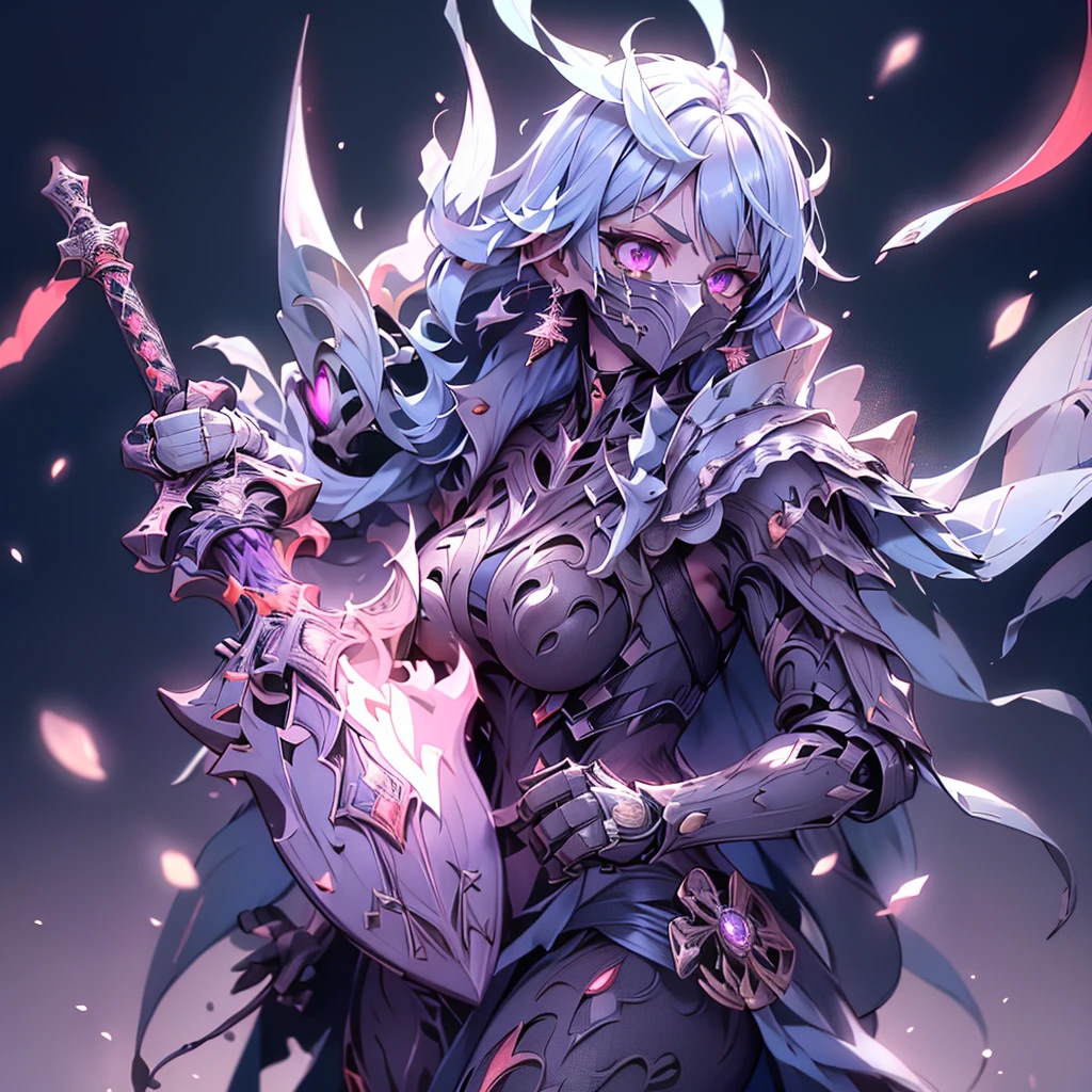 Woman in a futuristic suit, Very detailedな顔, Nice, Mother, Tomboy, Very large breasts, Combat Uniform, Cyber Suit, Anime girl in a tight suit, Milfication, Elegant body, Focus on the navel, gloves, Earrings, foot armor, sf, Female protagonist, Are standing, Volumetric Light, Detailed lighting, Detailed Texture, BoobsCyberpunk, Biomechanical , masterpiece, Top quality eyes, sfの背景, Futuristic landscape、Finding、Ultra-realistic, Ultra-realistic, Very detailed, (Cyber Samurai, ((alone)), attack with red sword, Wearing red armor and a mask, Cape, Shineing beautiful purple eyes, Shine:1.3) (Shineing simple black background:1.25),