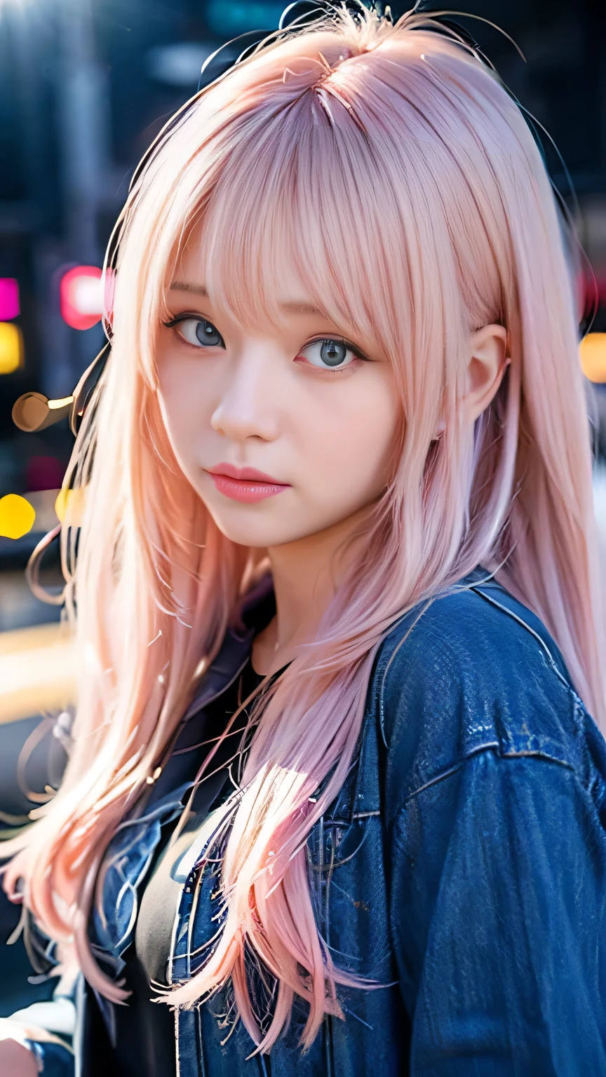 highest quality, masterpiece, Upper body, woman, windblown blonde hair, shining eyes, Steampunk nude style, lightly dressed, pink clothes, pink hair