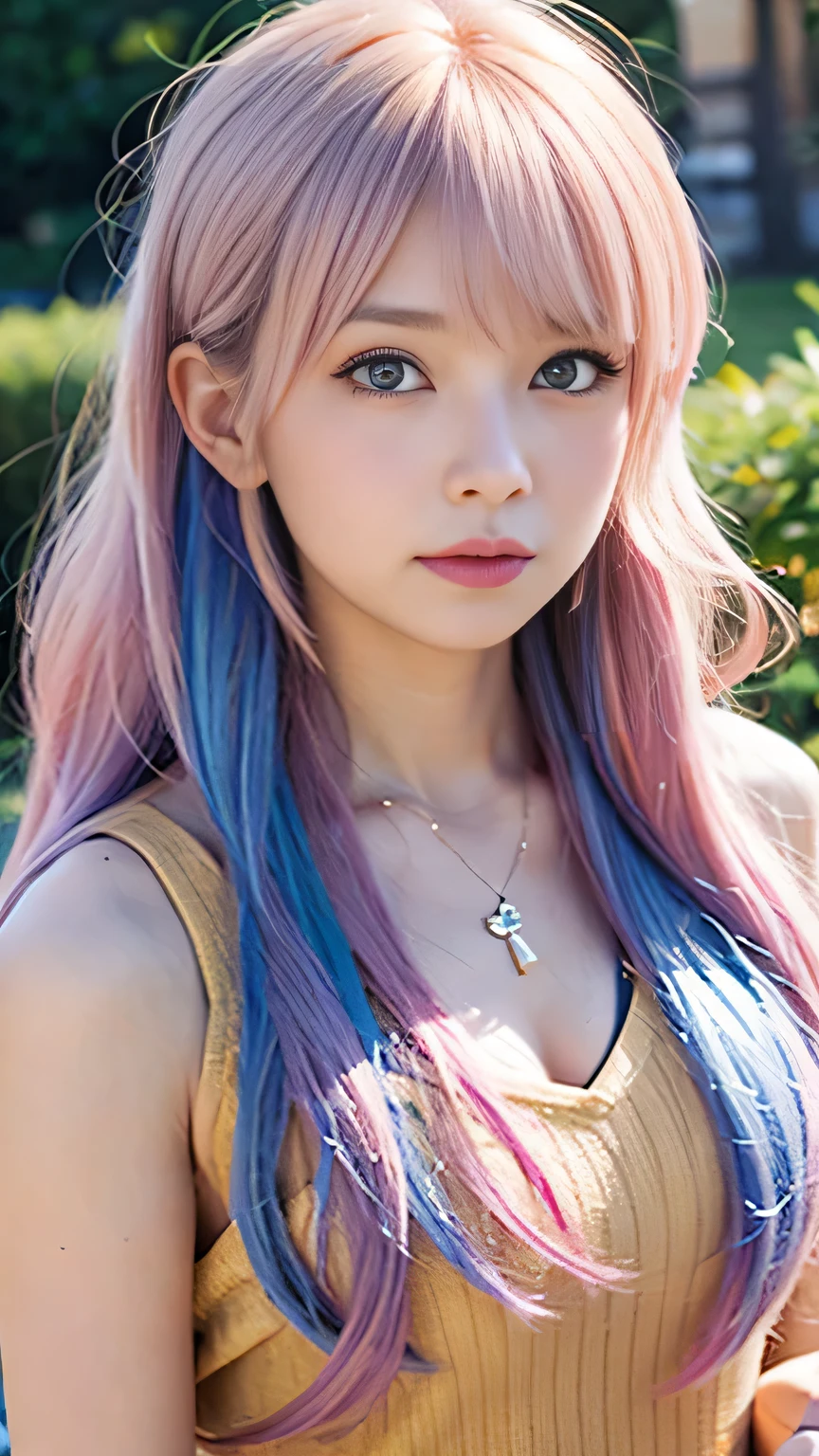 Ai Hoshino, beige pink hair, Blue Hair,Long Hair, favorite , beautiful, Shining Eyes, stars are reflected in my eyes, Idol, 2By people, 2 girls, Long pink hair