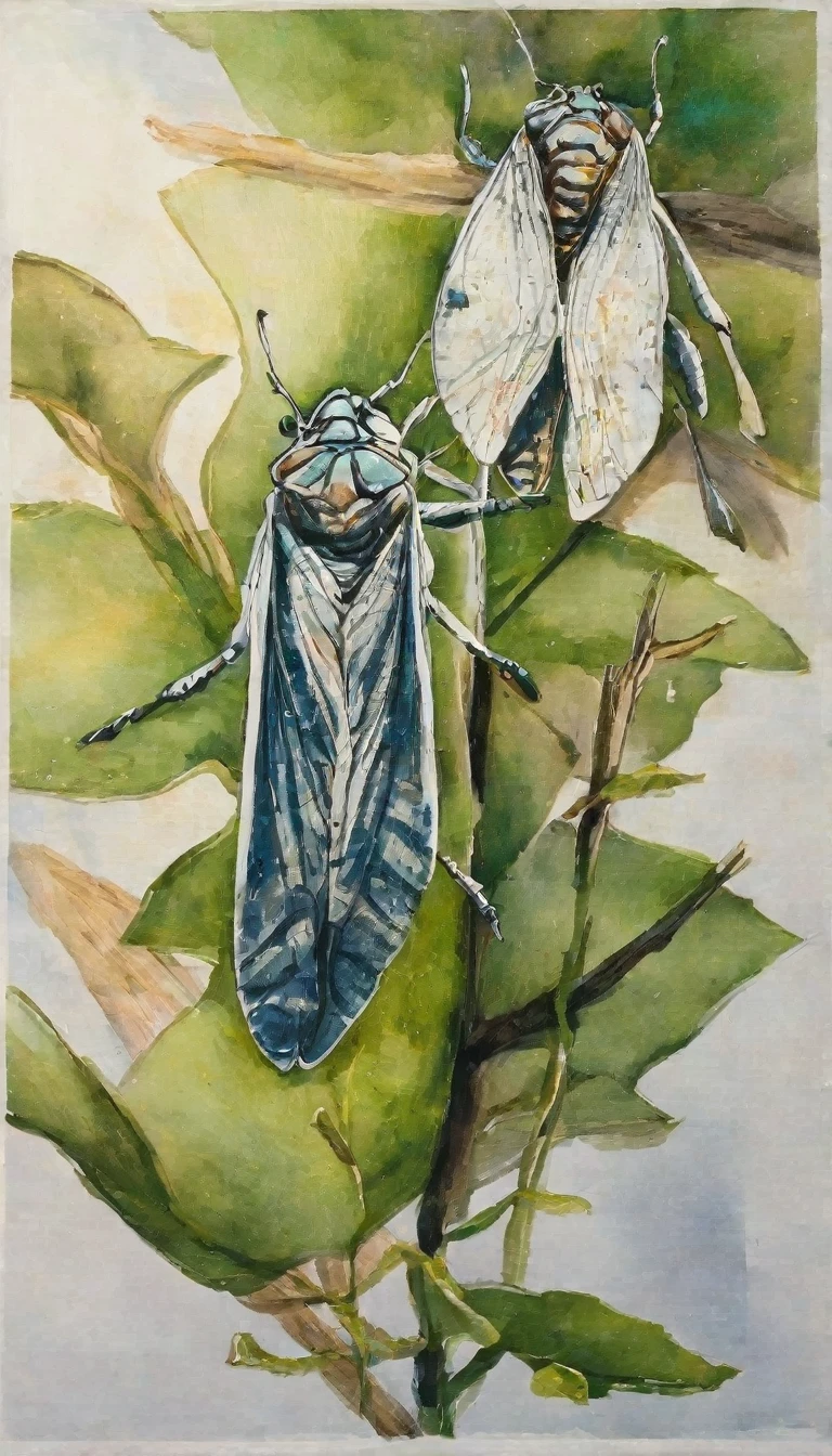 cicada,Willow,summer,Ink Painting