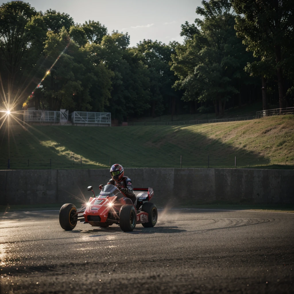 Professional kart racing, cinematic lighting, ray tracing, lens flare, UHD, retina, accurate, textured skin, super detail, high details, high quality, highres, 4K