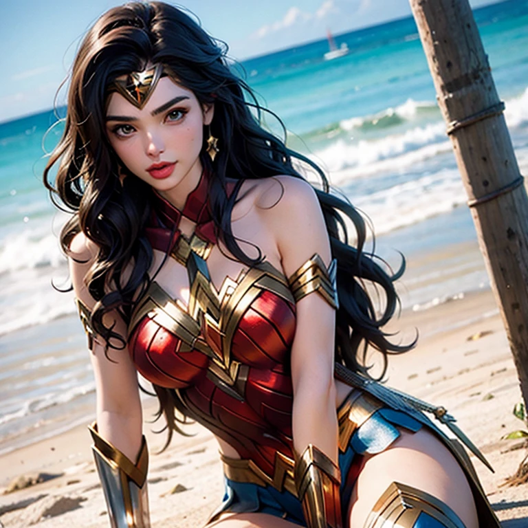 Gal Gadot as Wonder Woman in action on Paradise Island