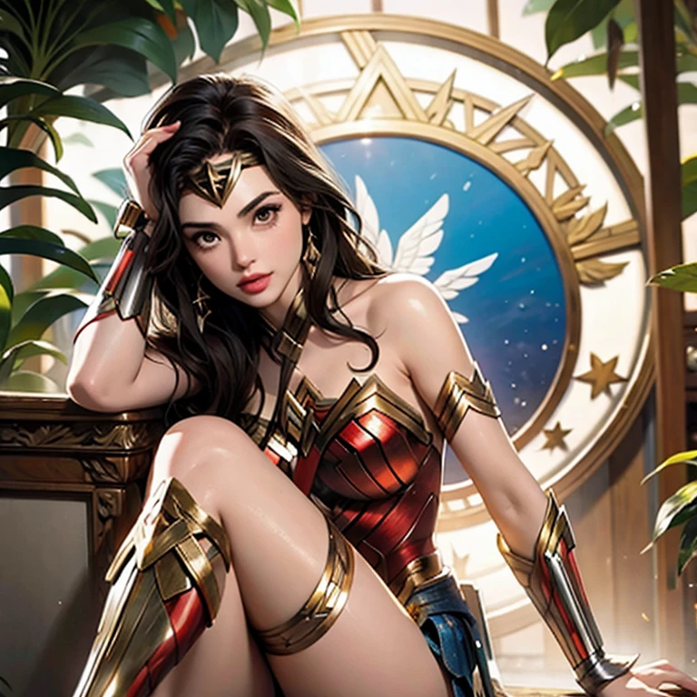 Gal Gadot as Wonder Woman in action on Paradise Island