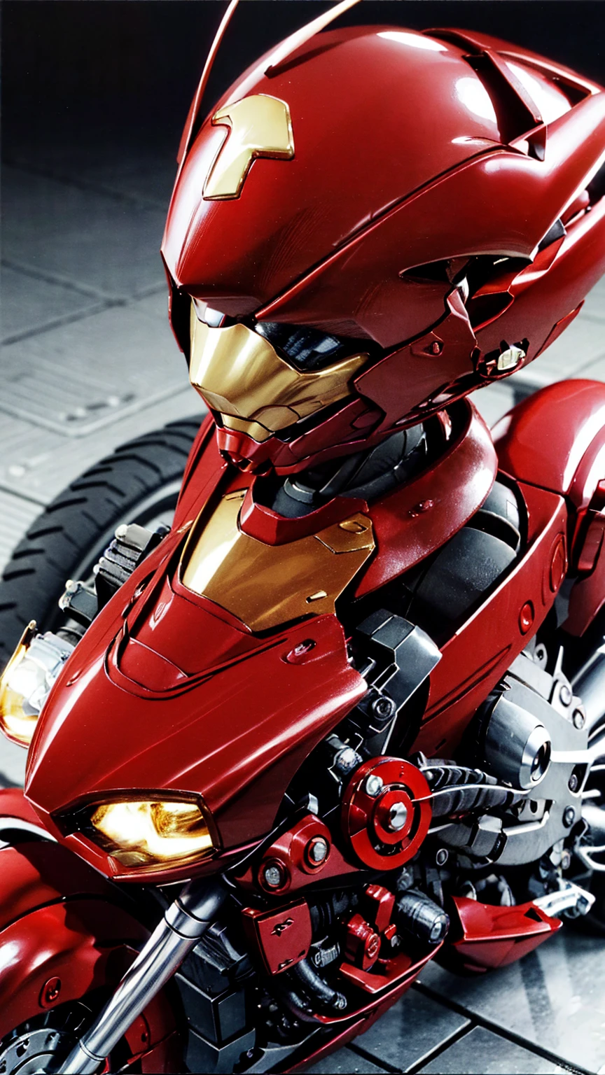 Highest quality 8k Red Iron Man Suit Girl Middle-aged women Sweaty face cute short hair boyish Steam coming out of my head My hair is wet with sweat The feel of black hair Full body portrait My upper body is soaked I can see the vagina Lying in bed