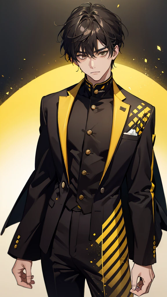 Man, yellow and black gradient suit,