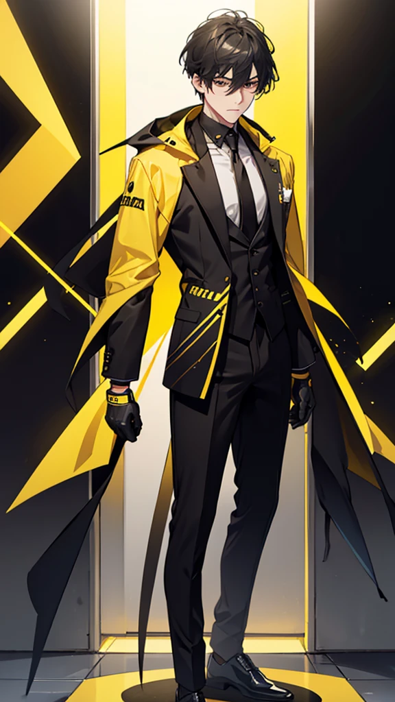 Man, yellow and black gradient suit,