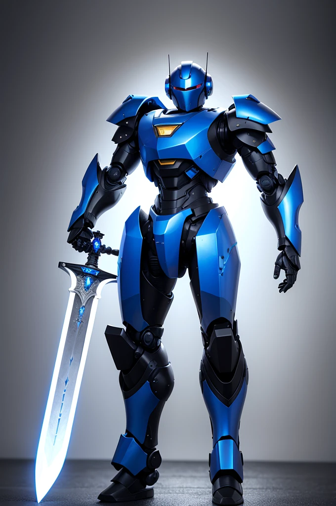 Black and blue armor robot, standing great sword!