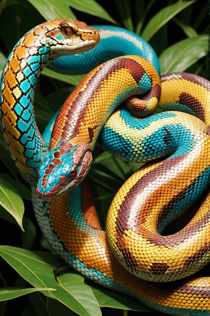 Colorful snake smoking a cigar