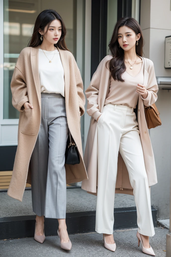 White-collar workers’ high-end fashion outfits that never repeat themselves every week，What needs to be considered is the diversity of clothes and the flexibility of matching。Here are some suggestions，Help you create different styles of outfits for five days a week：Tuesday：Elegant and intellectual style top：A soft-colored sweater or silk shirt。
Bottoms：A-line skirt or straight pants。
coat：Long cardigan or lightweight windbreaker。
shoe：Nude or pumps。
Accessories：Slim necklace and handbag。