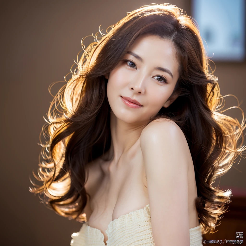 Beautiful mature woman with wavy long hair, she is alluring, Sexy Mature, Ultra-high resolution,(Realistic:1.4), ((Highest quality)), ((masterpiece)), (be familiar with),
