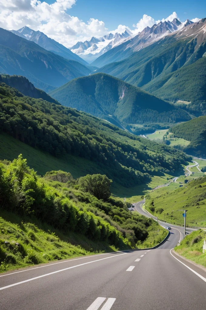 Scenery of driving along a mountain road