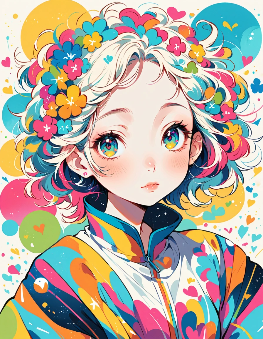 Mika Pikazo style, Simple Line Initialism,Abstract art, colorful hearts ,colorful hearts, (((The most beautiful girl of all time))), Space Travel, Cute and colorful amoeba, Lips in love