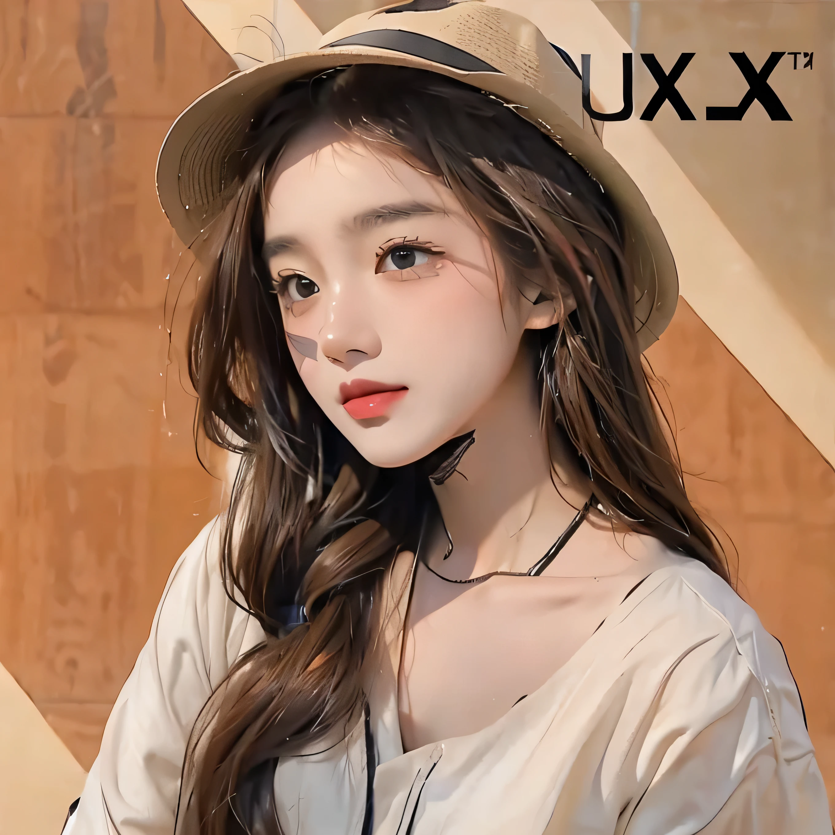 Girl,asian,ultra realistis,brown hair,hat,