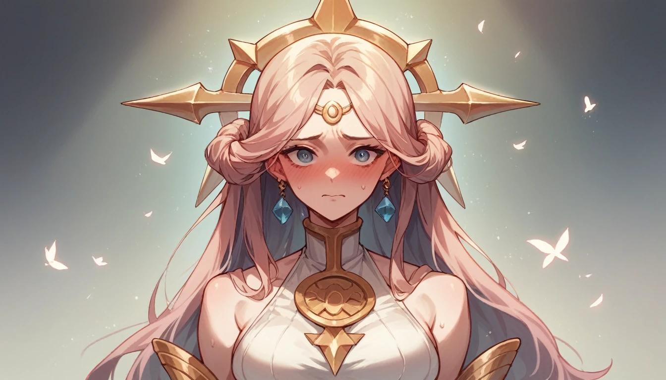 A goddess in color with a slightly embarrassed expression