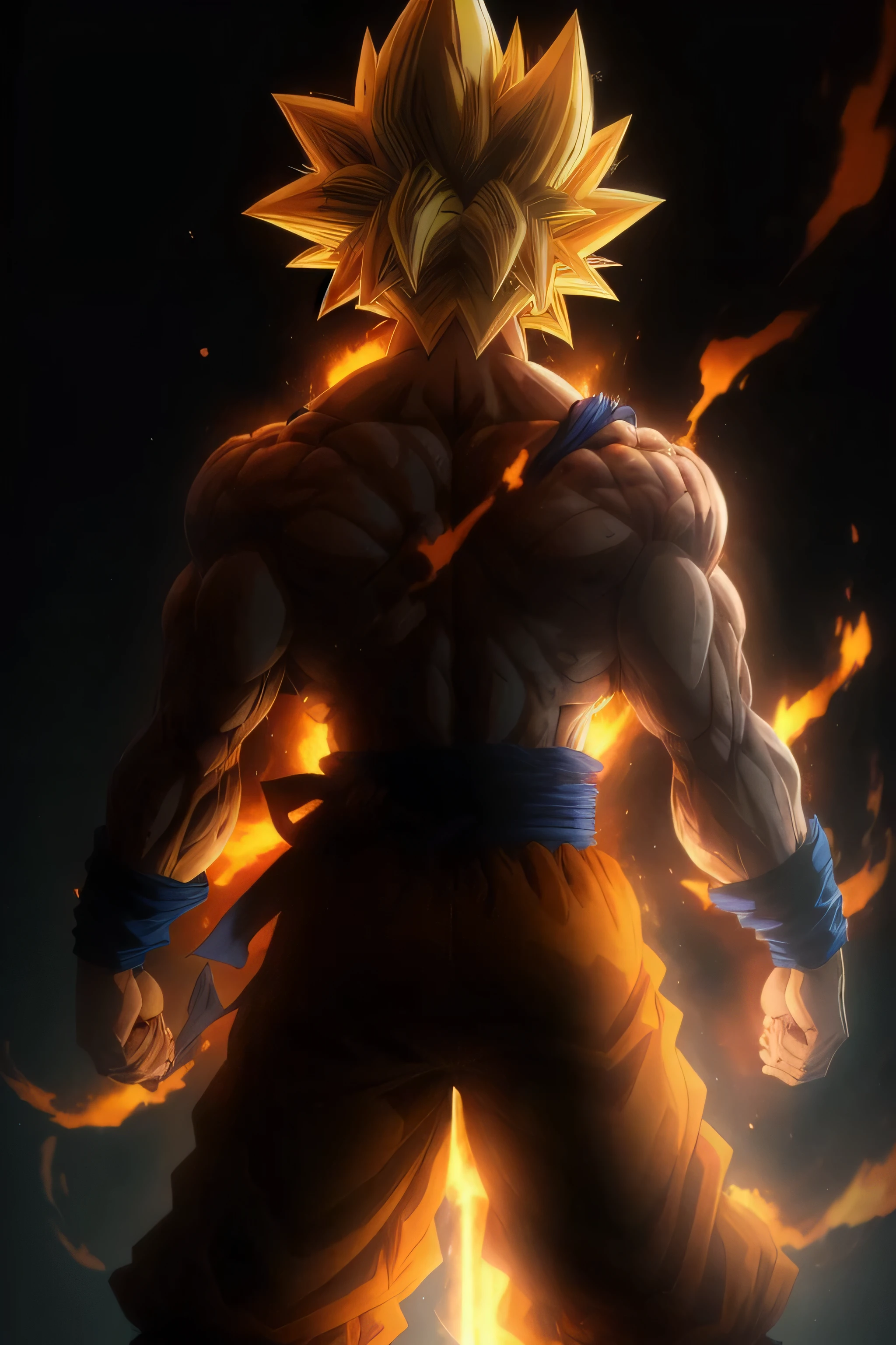 masterpiece, best quality, goku, super Saiyan, yellow hair