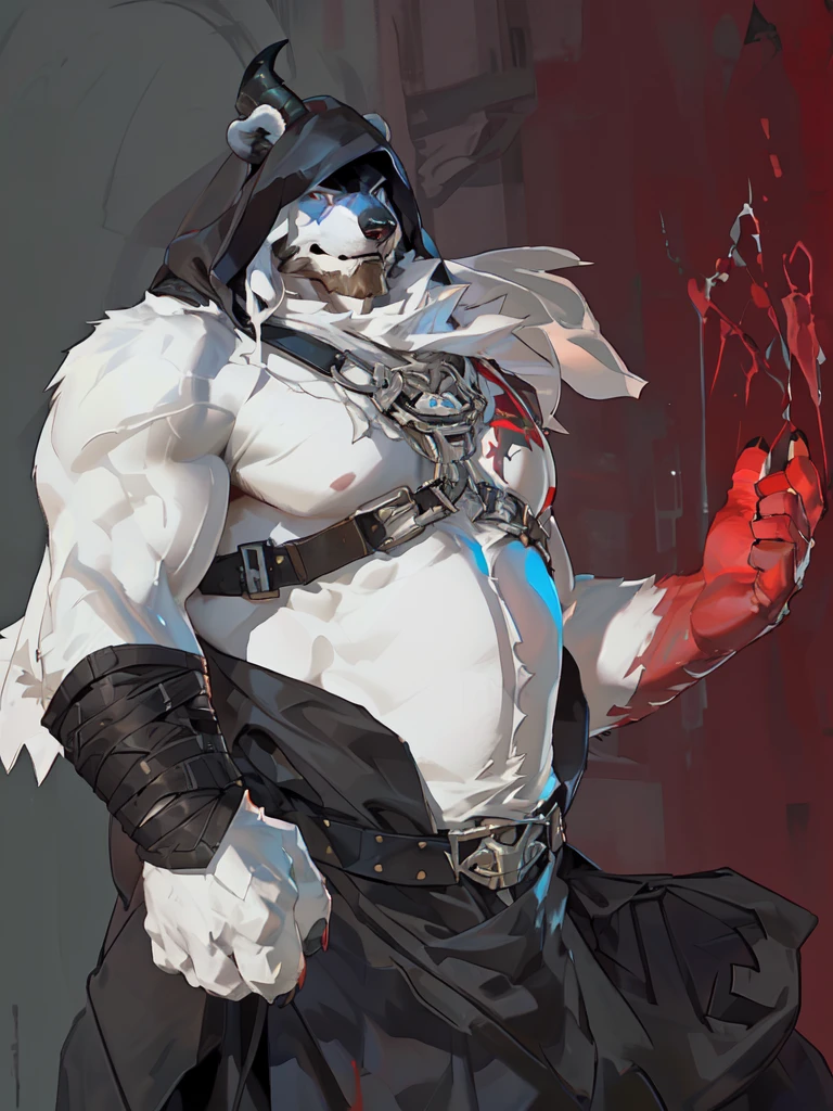 8k, (by taran fiddler), (by darkgem:0.8), (by chunie:1), masterpiece, (by null-ghost, by racoon 21), ultra detail, male polar bear, polar bear viking, guilty gear art style, elric of melnibone, muscular male undead cyborg, darksiders style, darksiders art style, beautiful male god of death, he-man with a dark manner, the reaper as a scary, king of time reaper, cultist, reaper from overwatch