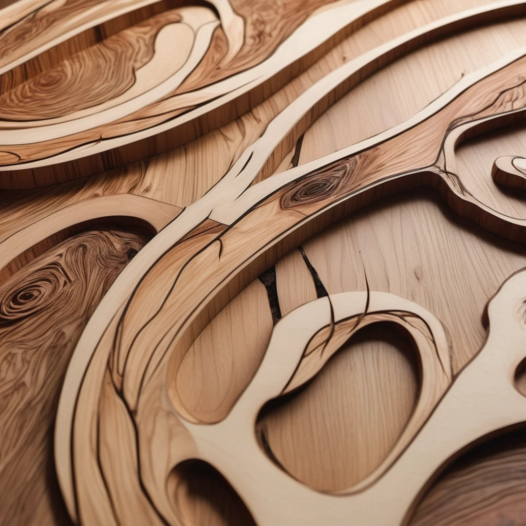 Super delicate, photographic, 3D designs made with wood inlays