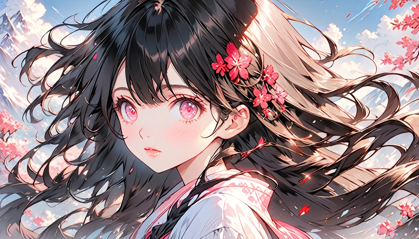 anime girl with pink eyes and long hair with pink eyes, a character portrait inspired by rossdraws, pixiv contest winner, fantasy art, detailed digital anime art, detailed key anime art, detailed portrait of anime girl, detailed anime artwork, anime style 4 k, detailed anime art, best anime 4k konachan wallpaper, 8k high quality detailed art