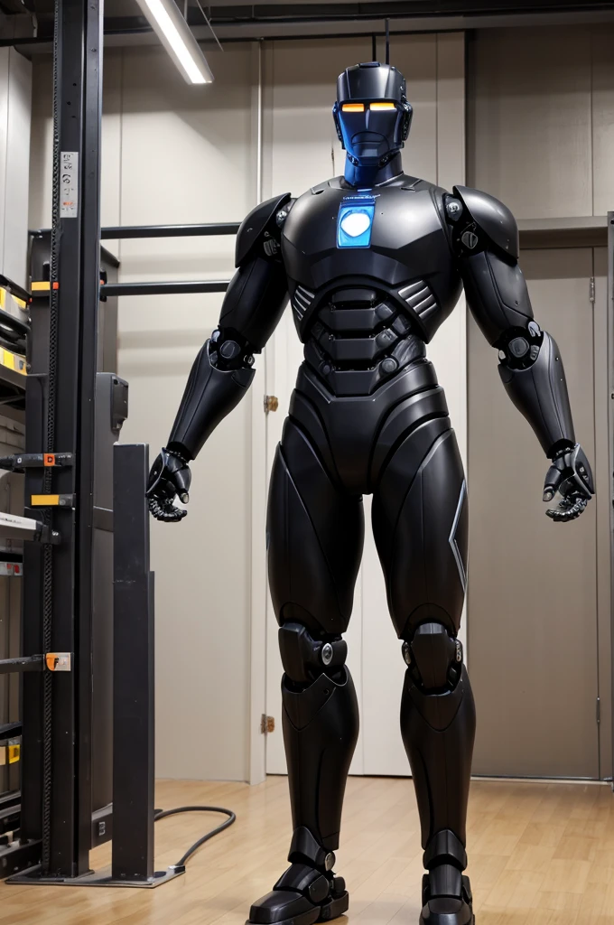 Make an robot wich is 8 feet tall and muscular black colour
