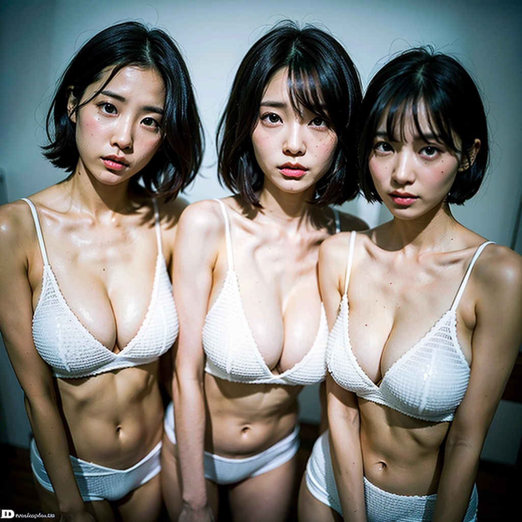 Twin sisters,Double,A short hair,A long hair,Big breasts,indifferent,Sexy,HD,