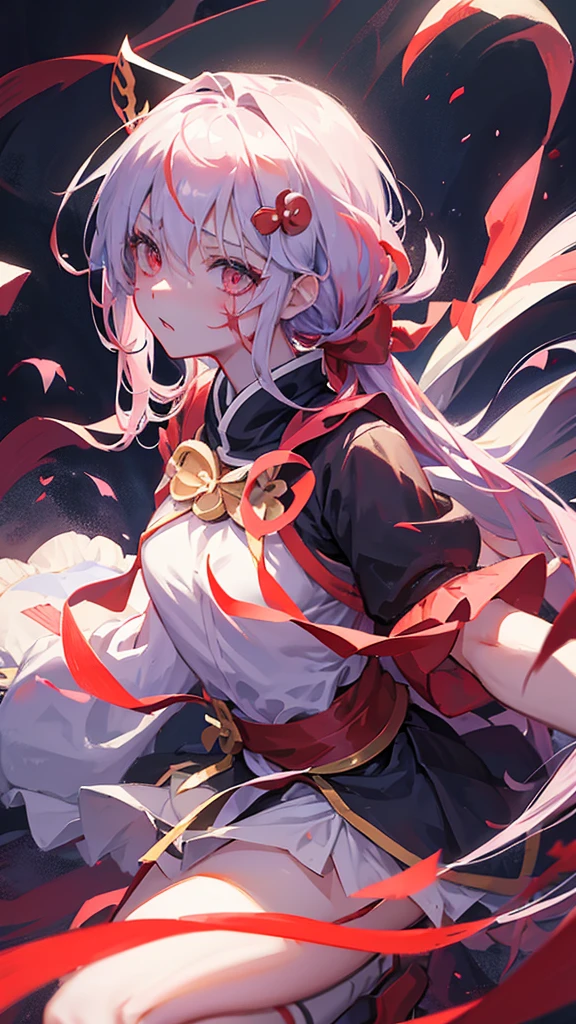 anime girl with a sword and blood splattered on her face, yandere, gapmoe yandere grimdark, gapmoe yandere, by Shitao, onmyoji, demon anime girl, yandere intricate, shalltear bloodfallen, anime style like fate/stay night, portrait gapmoe yandere grimdark, onmyoji portrait