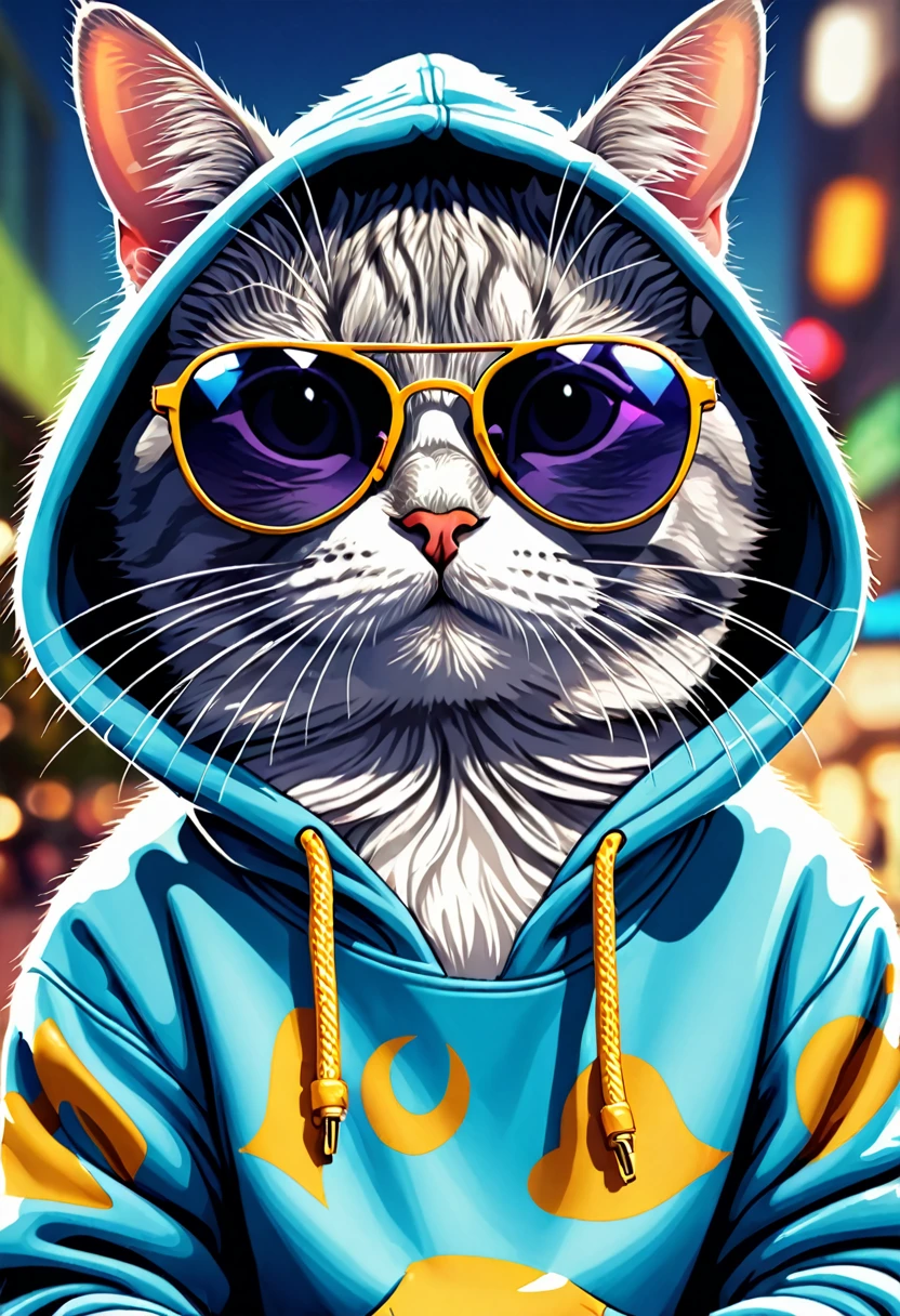 a closeup of a cat wearing a hoodie and sunglasses, high quality wallpaper, phone wallpaper, iphone wallpaper, lv, phone wallpaper hd, amazing wallpaper, mobile wallpaper, bad bunny, hd phone wallpaper, beautiful digital art detallado, high quality wallpaper, 4K Wallpaper, 4K Wallpaper, beautiful digital art, bottom of the phone, HD wallpaper, beautiful work of art, Animated wallpaper