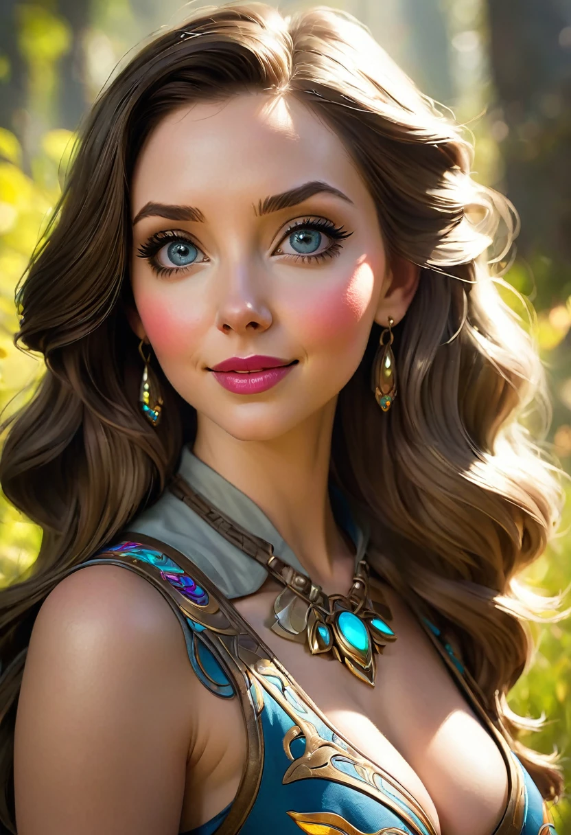 Create an illustrated, hand-drawn, full-color image of an humanoid, hybrid, anthropomorphic, sexy bovine woman. The artwork should be rendered in the style of "Breath of the Wild," featuring warm lighting and shadows. Include graphite shading, stencil marks, and airbrushed acrylic paint effects. The image should be of the highest quality, a masterpiece with intricate details. cow nose, cow ears.
The bovine woman should have a female, humanoid, appearance. She should have luscious lips, a wide smile, and bright, expressive eyes, exuding beauty, cuteness, and adorableness. Ensure the image is high resolution and sharply detailed, with a detailed and vibrant background. Scarlett Johanson, Alison Brie, Dove Cameron
Incorporate mystical lighting in the background, creating a romantic and enchanting atmosphere.
