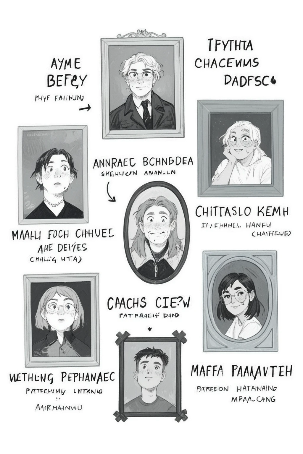 score_9, score_8_up, score_7_up, score_6_up, score_5_up, score_4_up, wh33z13, arafed drawing of a wall with many different pictures of people,