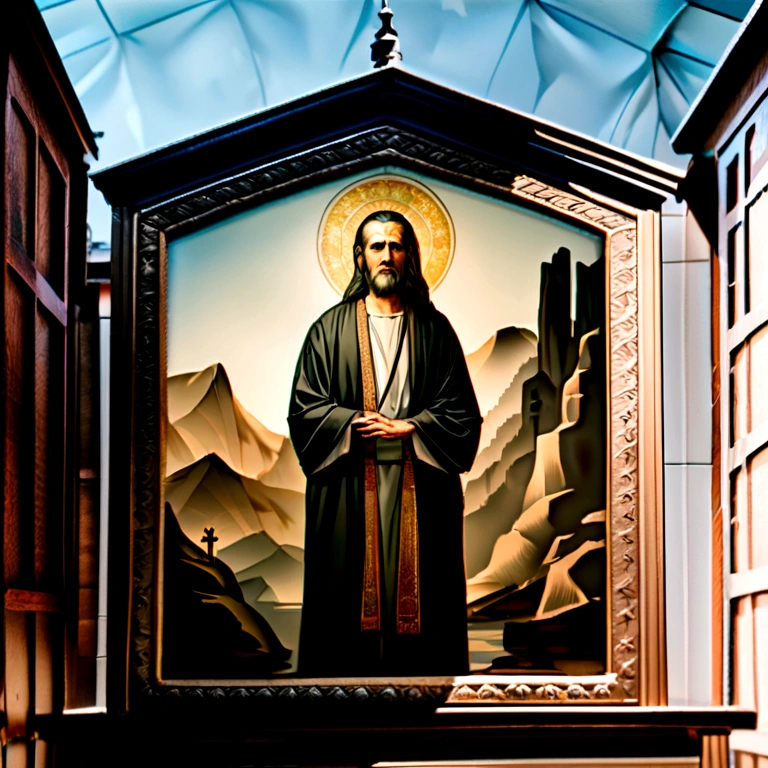 The apostle Paul looked at the screen, Long clothes, religion, Ultra photo realsisim