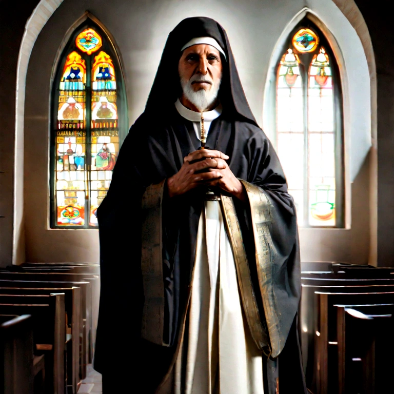 The apostle Paul looked at the screen, Long clothes, religion, Ultra photo realsisim