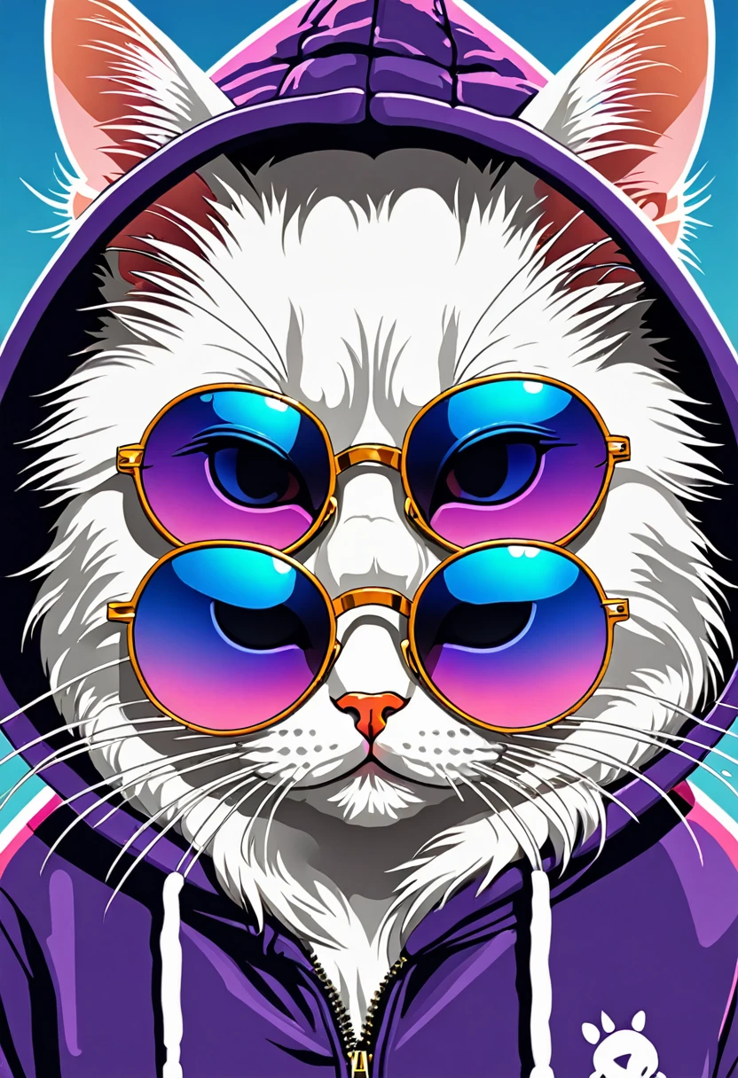 a closeup of a cat wearing a hoodie and sunglasses, vector art by Yang J, tumblr, furry art, high quality wallpaper, phone wallpaper, iphone wallpaper, lv, phone wallpaper hd, mobile wallpaper, amazing wallpaper, bad bunny, hd phone wallpaper, beautiful digital art detallado, high quality wallpaper, 4K Wallpaper, 4K Wallpaper, beautiful digital art