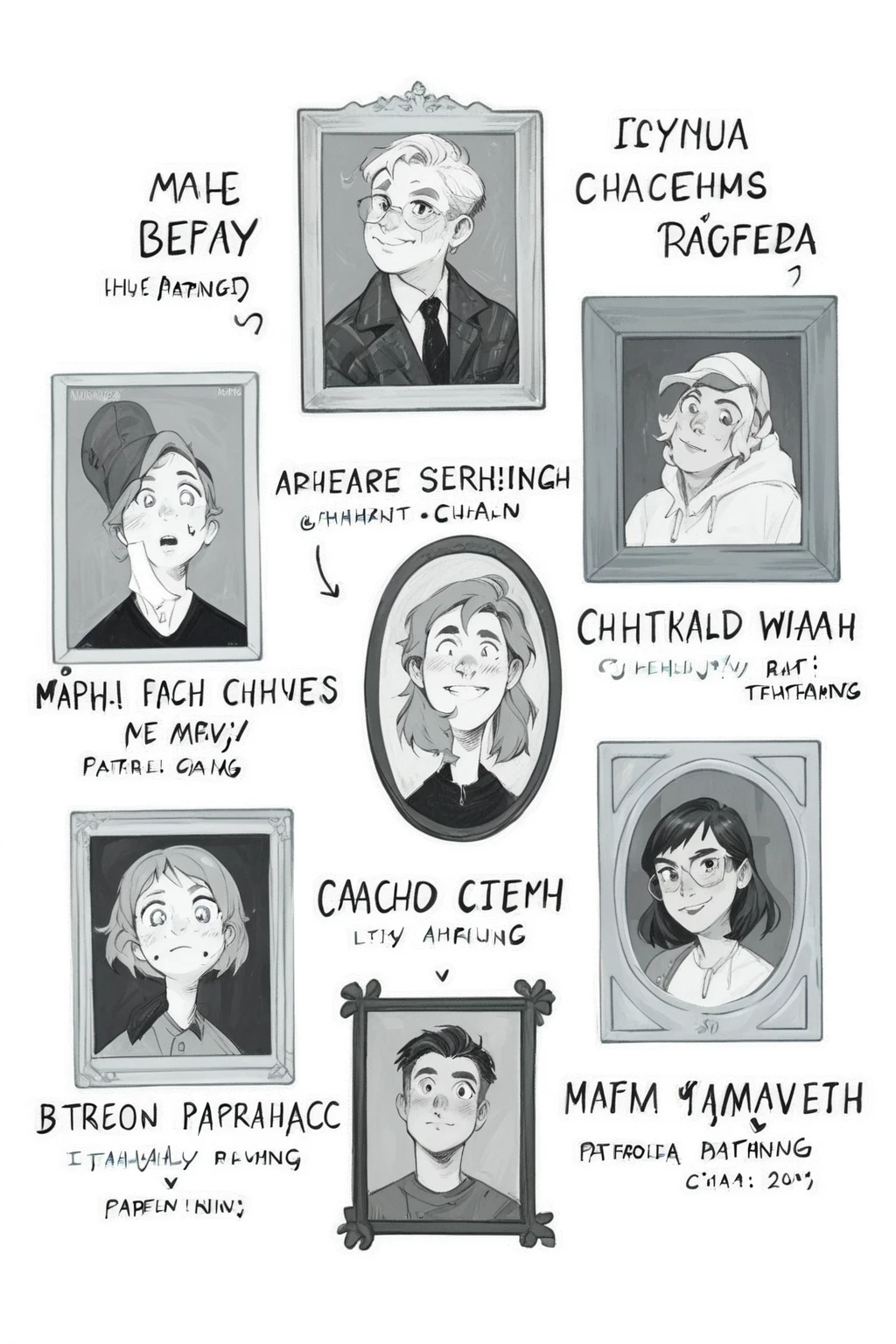 score_9, score_8_up, score_7_up, score_6_up, score_5_up, score_4_up, wh33z13, arafed drawing of a wall with many different pictures of people,