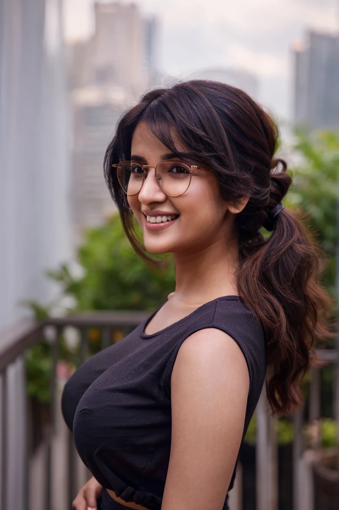 Shirley setia, 26 year old, cute smile, wearing rectangular specs, fair skin tone, ponytail black dense hair , casual trousers, maroon t shirt, thick ass, big ass, very big ass, wide ass, big breasts, front view, full body, cute, smart, realistic, 8k, hyper realistic beauty, beautiful woman. gentle lighting, intricate facial details, fair complexion, top-notch 3D rendering, hyper-realistic. photorealistic digital art trending on Artstation 8k HD high definition detailed realistic, detailed, skin texture, hyper detailed, realistic skin texture, armature, best quality, ultra high res, (photorealistic:1.4),, high resolution, detailed, raw photo, 400 camera f1.6 lens rich colors hyper realistic lifelike texture dramatic lighting unrealengine trending on artstation cinestill 800