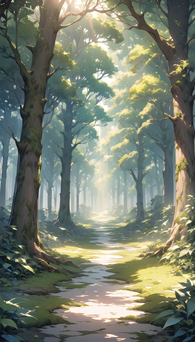 "The dense forest scenes are depicted in rich detail.. Lush, The lush vegetation creates a mysterious and beautiful atmosphere. High target, The lush trees are intertwined,Forming a verdant canopy that filters sunlight, Creating patterns of light and shadow on the moss-covered floor. The air is humid,Full of earthy smell, Plant aroma. Sunlight through the leaves,A scene of interweaving light and shadow, Highlight the texture of leaves, Branches and trunks. This scene conveys a sense of tranquility and a deep connection with nature., Immerse the audience in the beauty of the forest."