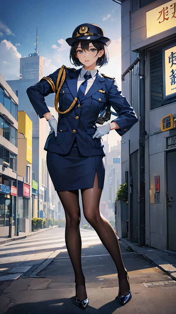 Navy blue female police officer's blazer