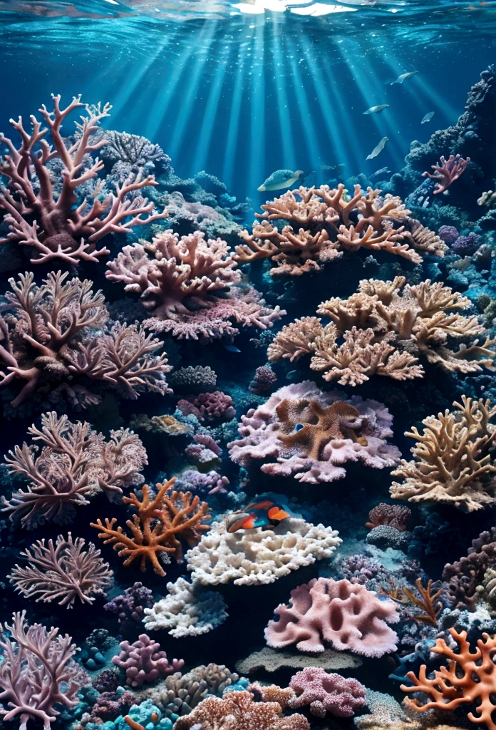 colorful coral reef ,octopus, In the water, Coral, Crystal clear water, ,sun rays ,Detailed marine plants, Life, Vibrant colors, Quiet atmosphere, Calm, swaying seaweed ,Alien species, A dazzling array of colors) , (Highest quality,High resolution:1.2), (In the water photography), (Vibrant), (Soft and diffuse lighting)