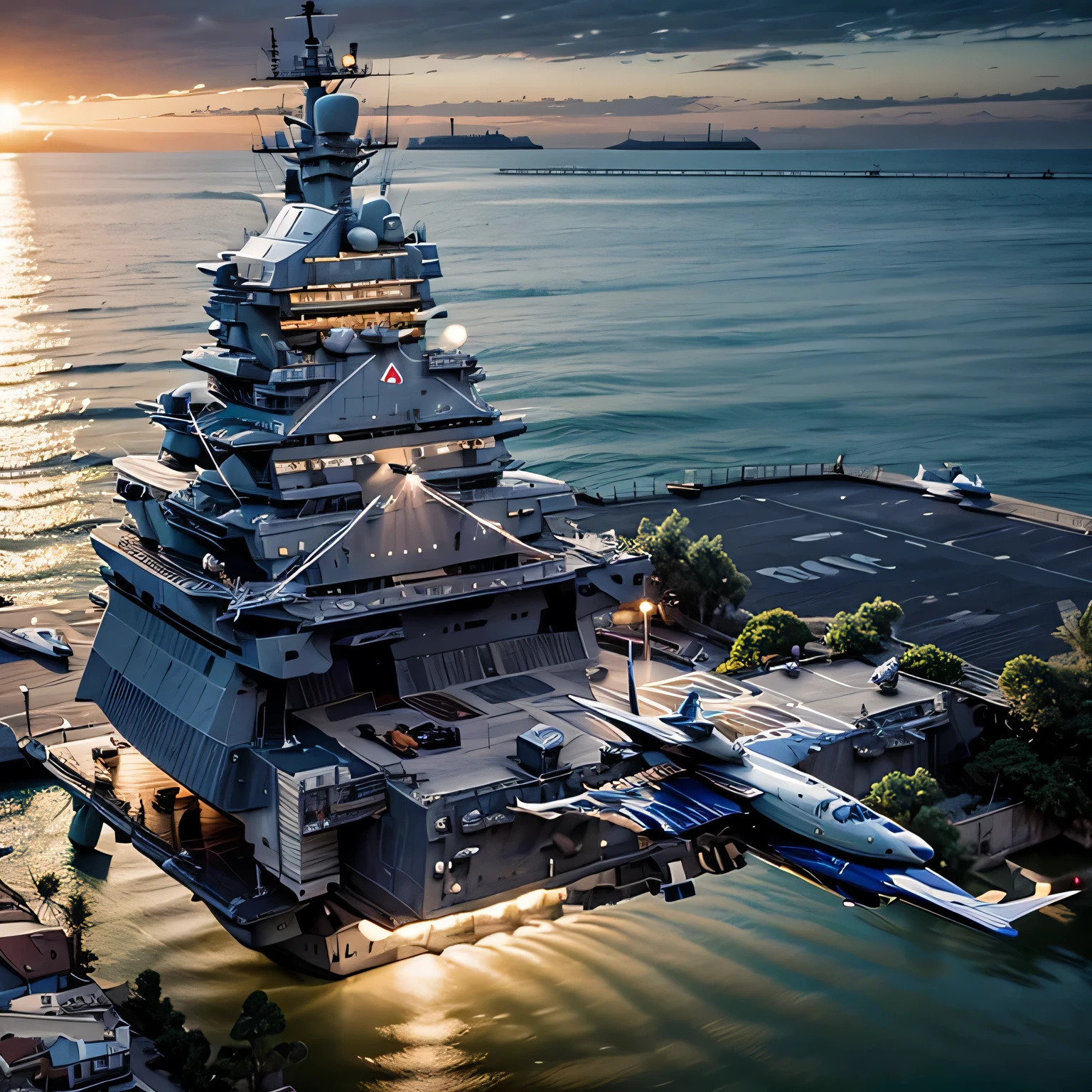 best quality, ultra-detailed, (aircraft carrier:1.2)